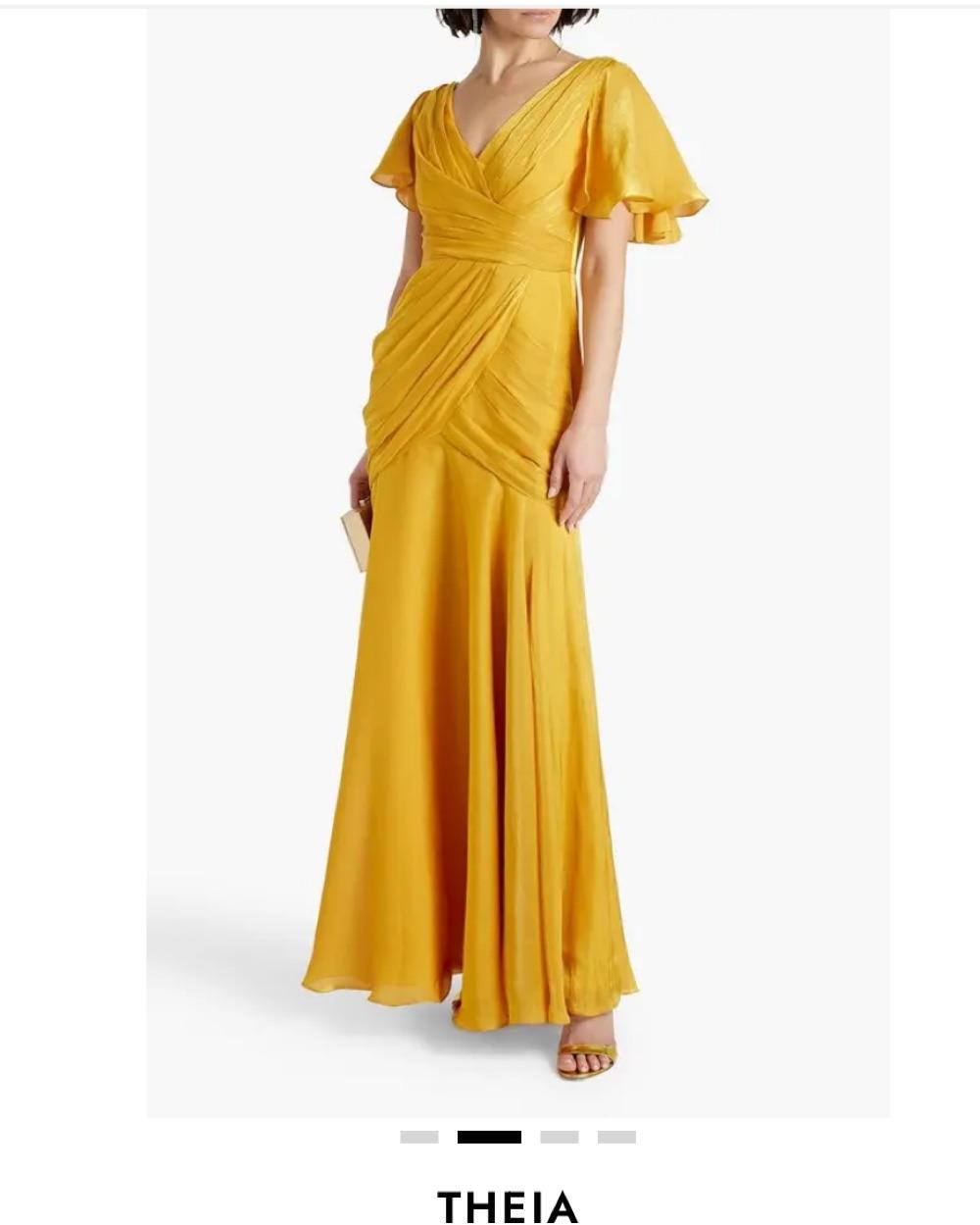 THEIA Saffron Mettalic Flowy Gown — photo 1 of 4
