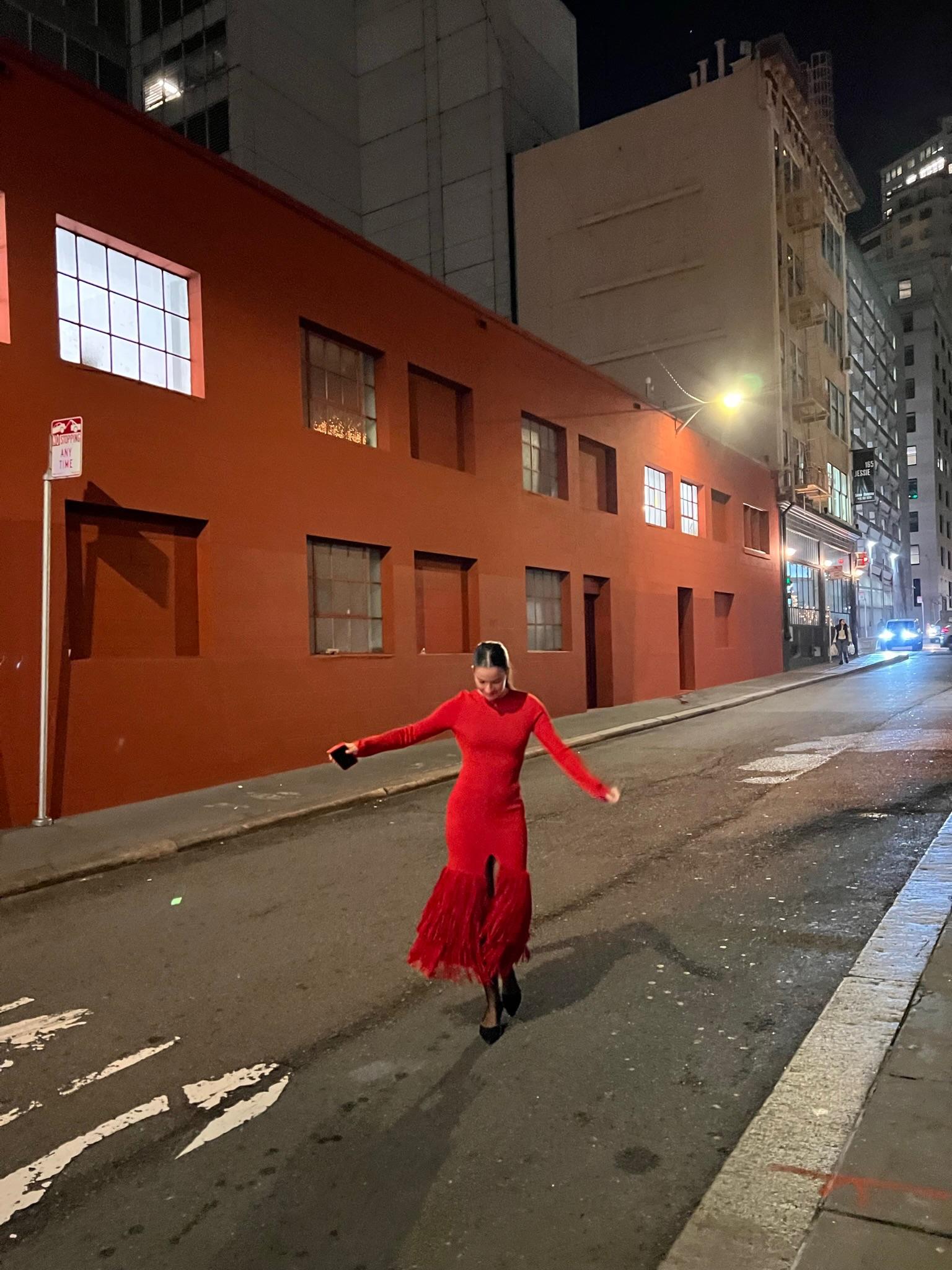 A.W.A.K.E MODE Red fringe Maxi — photo 2 of 4