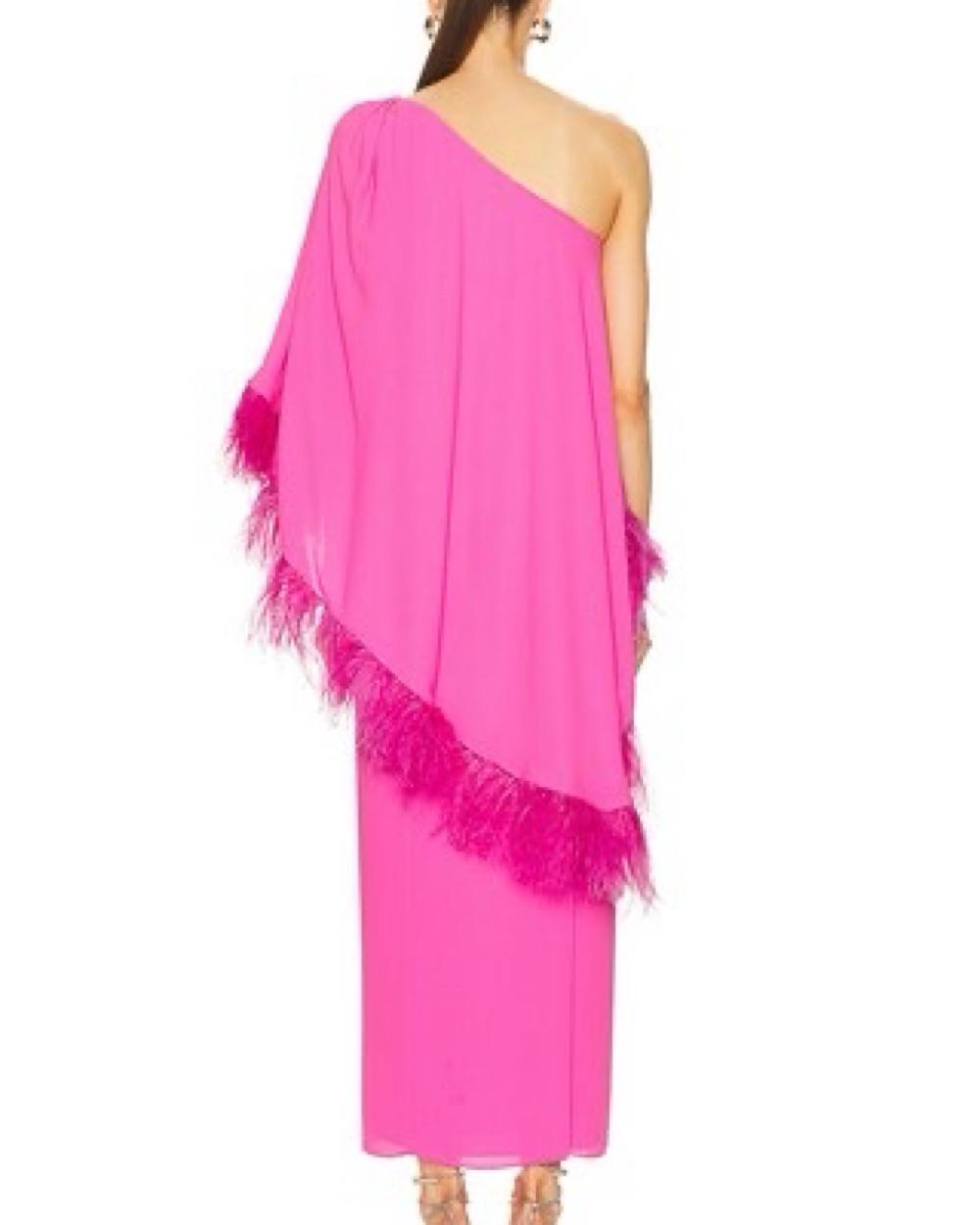 Nervi Pink Feathered One-Shoulder Dress — photo 3 of 3