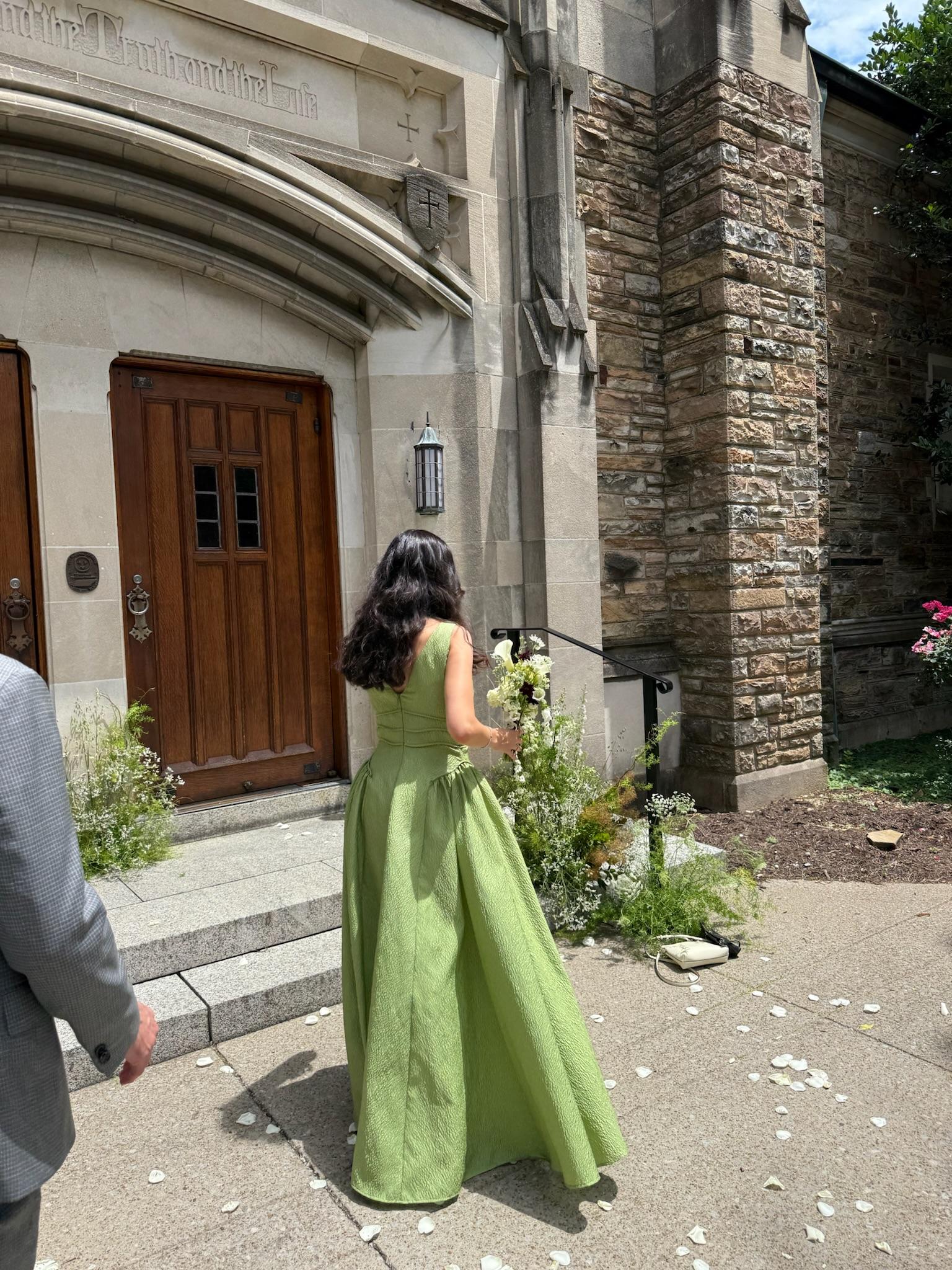 Elegant Textured Green Gown — photo 5 of 5