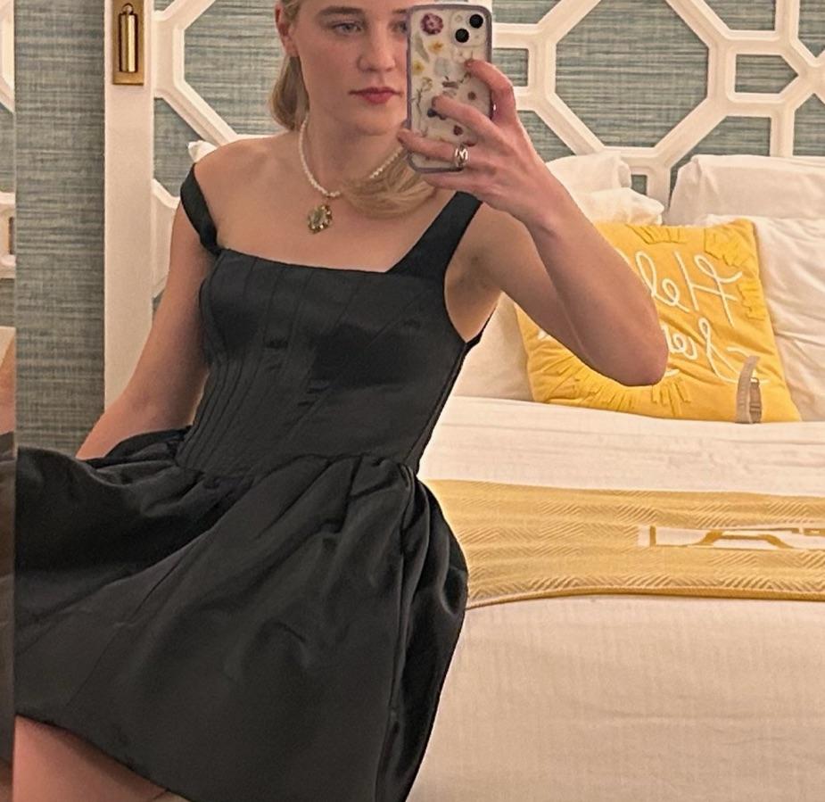Black staud landscape mini dress  — photo 2 of 3