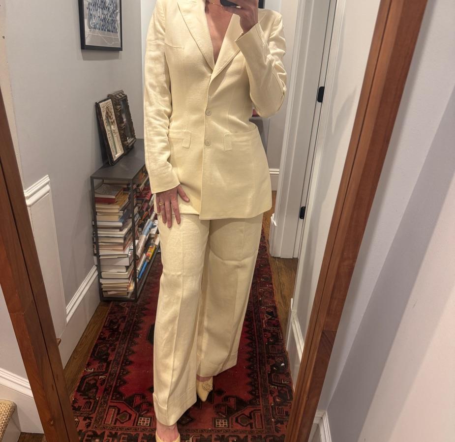 Vtg Mugler Ivory Pantsuit