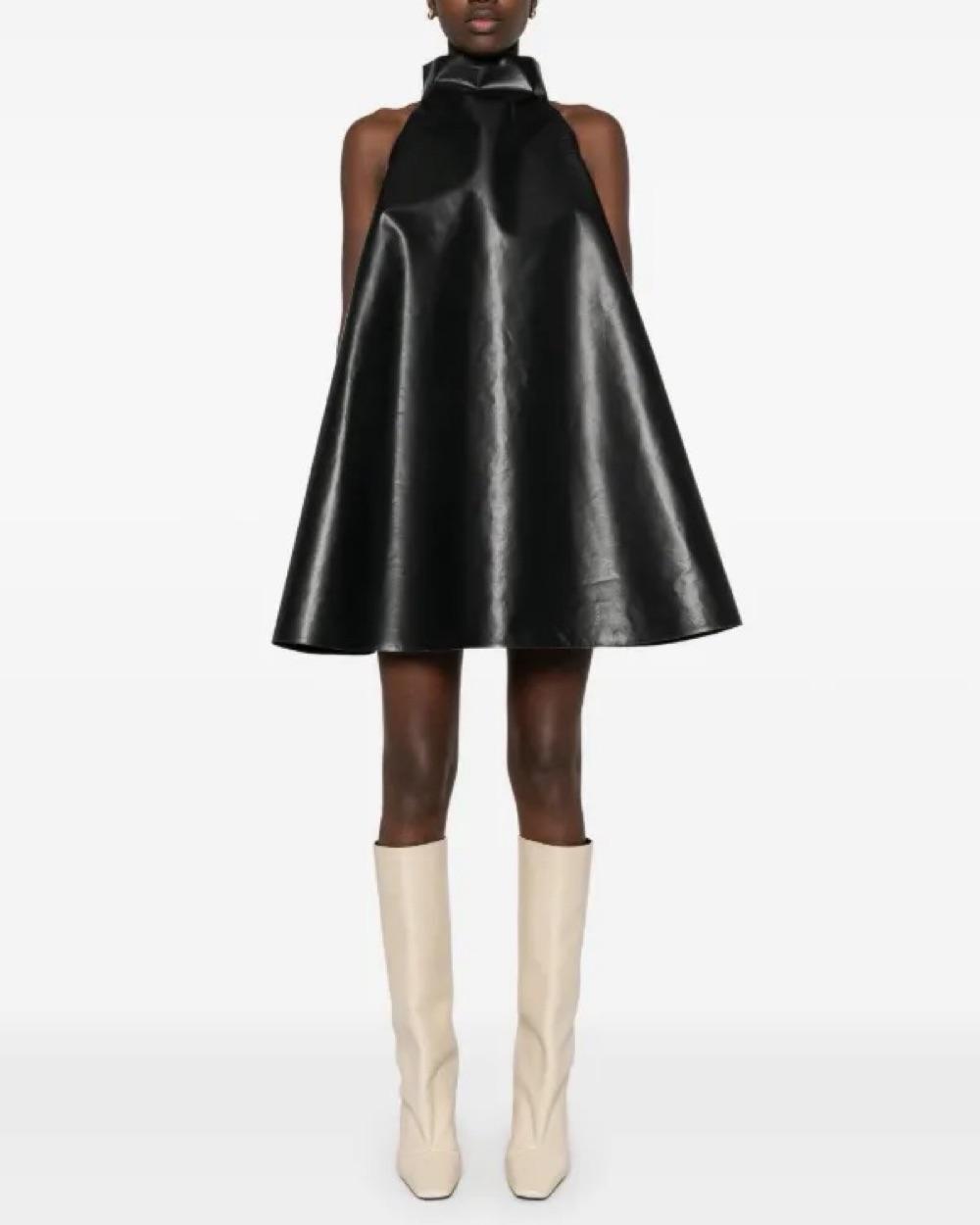 Black A-Line Leather Halter Dress — photo 1 of 6