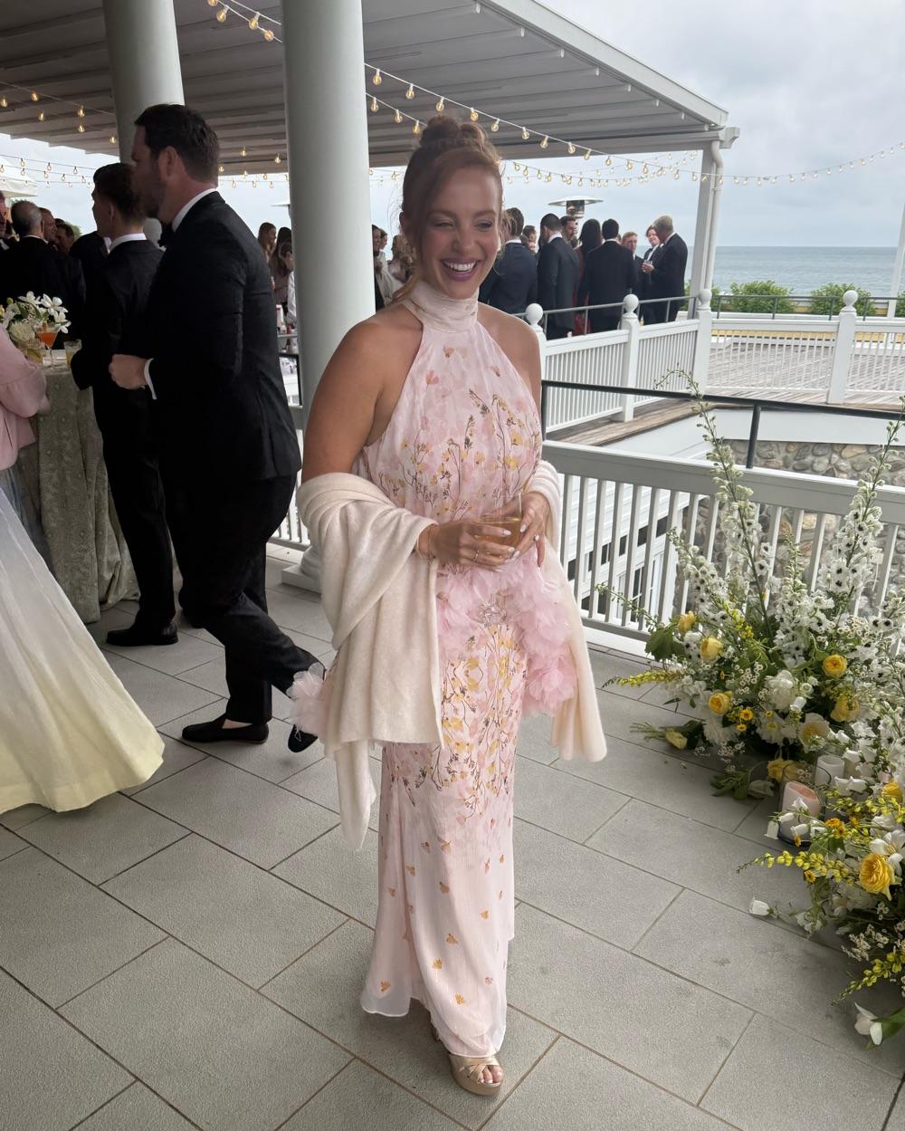 Elliat Floral Pink Halter Gown — photo 2 of 4