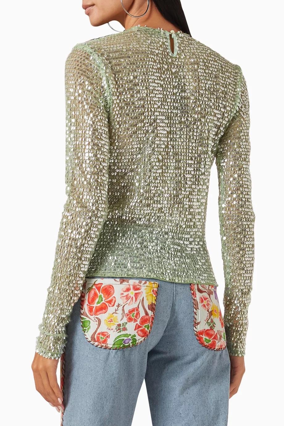 Siedres Green Sequin Top — photo 4 of 5