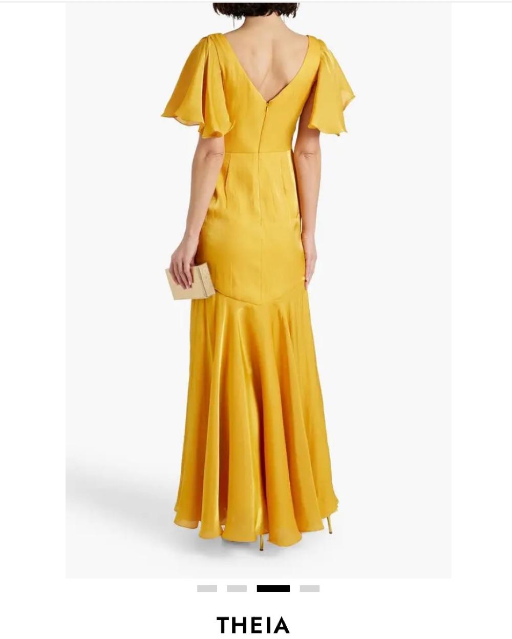 THEIA Saffron Mettalic Flowy Gown — photo 3 of 4