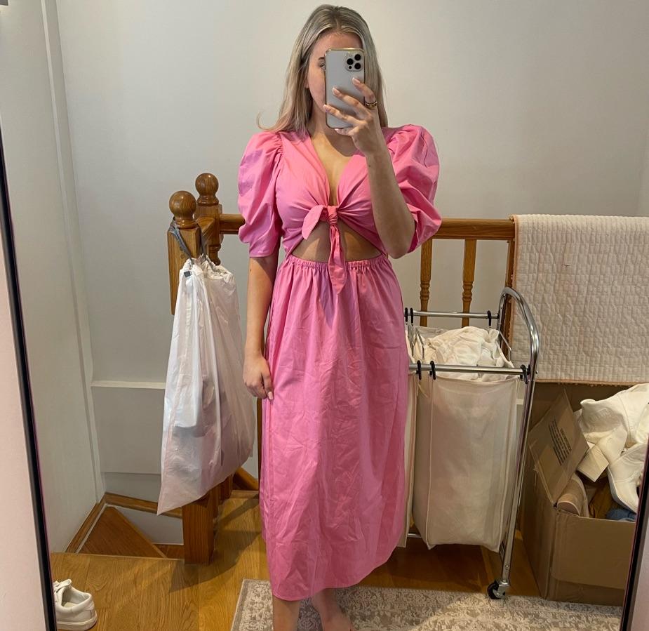 WAYF Pink Twist Cut Out Dress — photo 2 of 3