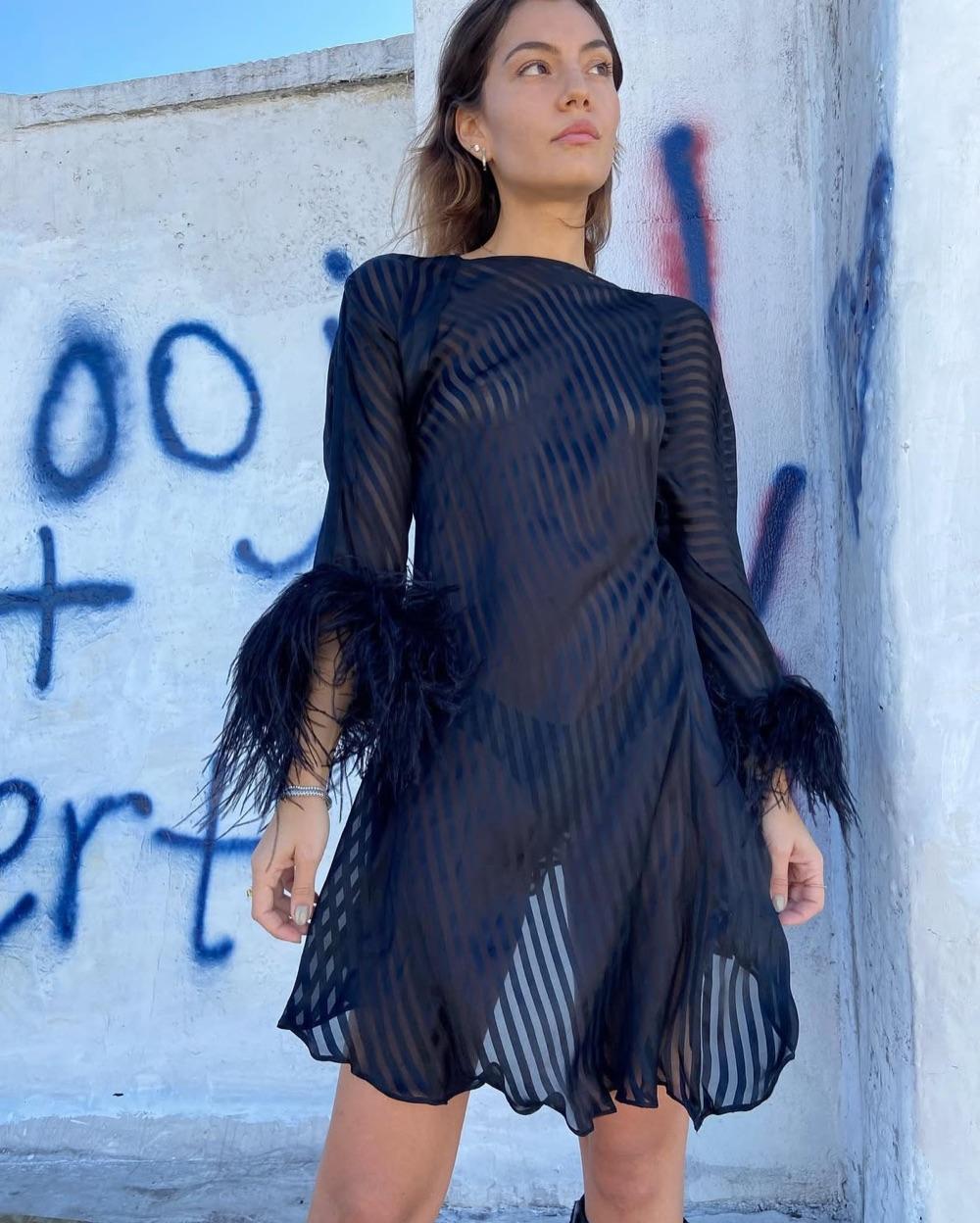 Dana Foley Feather Cowl Dress — photo 3 of 6