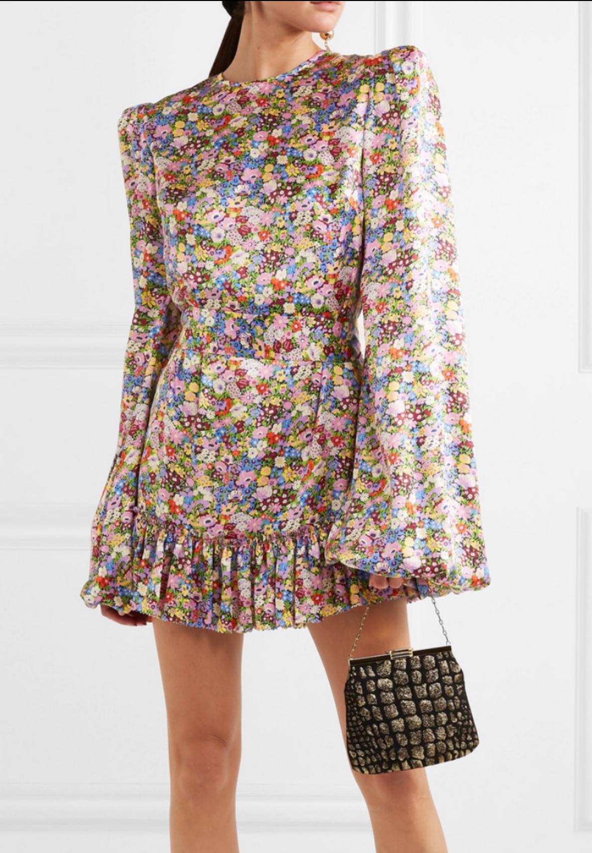 Ruffled Floral Print Silk Mini  — photo 1 of 3
