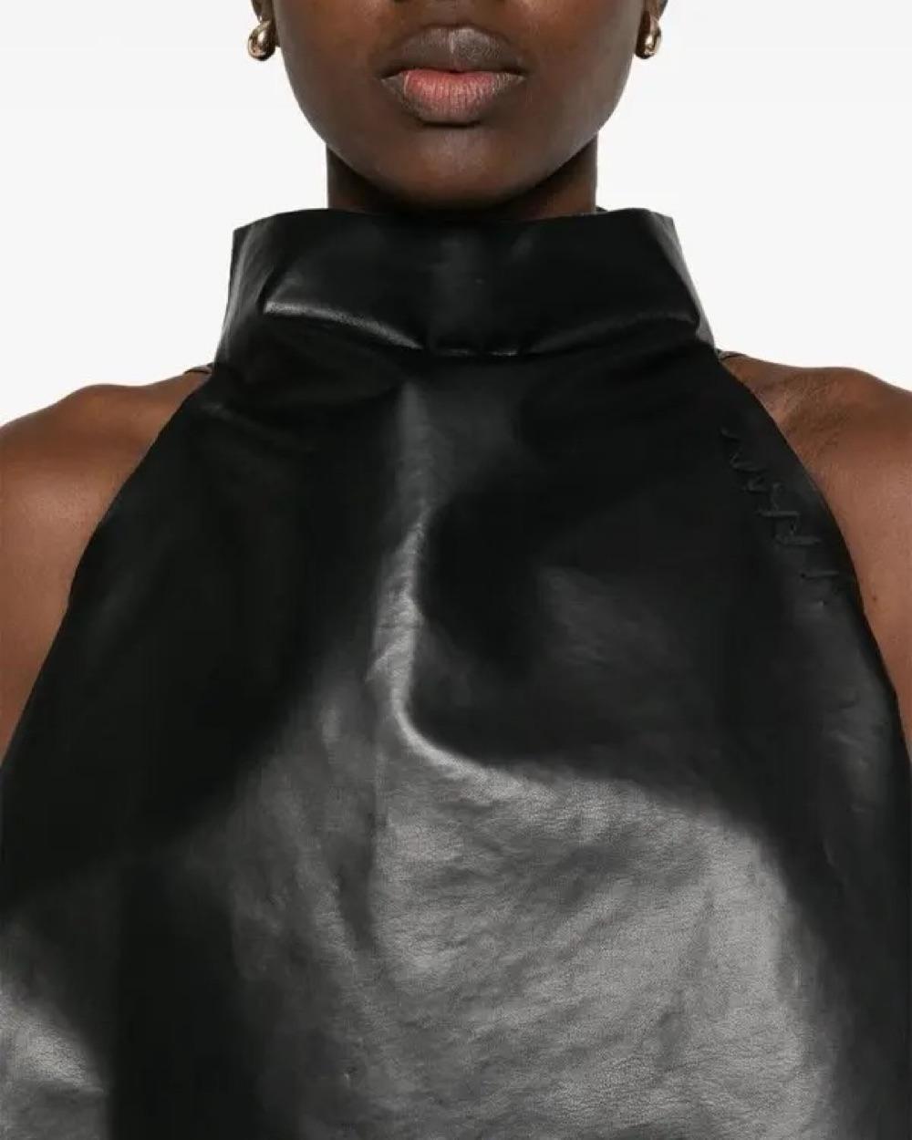 Black A-Line Leather Halter Dress — photo 2 of 6