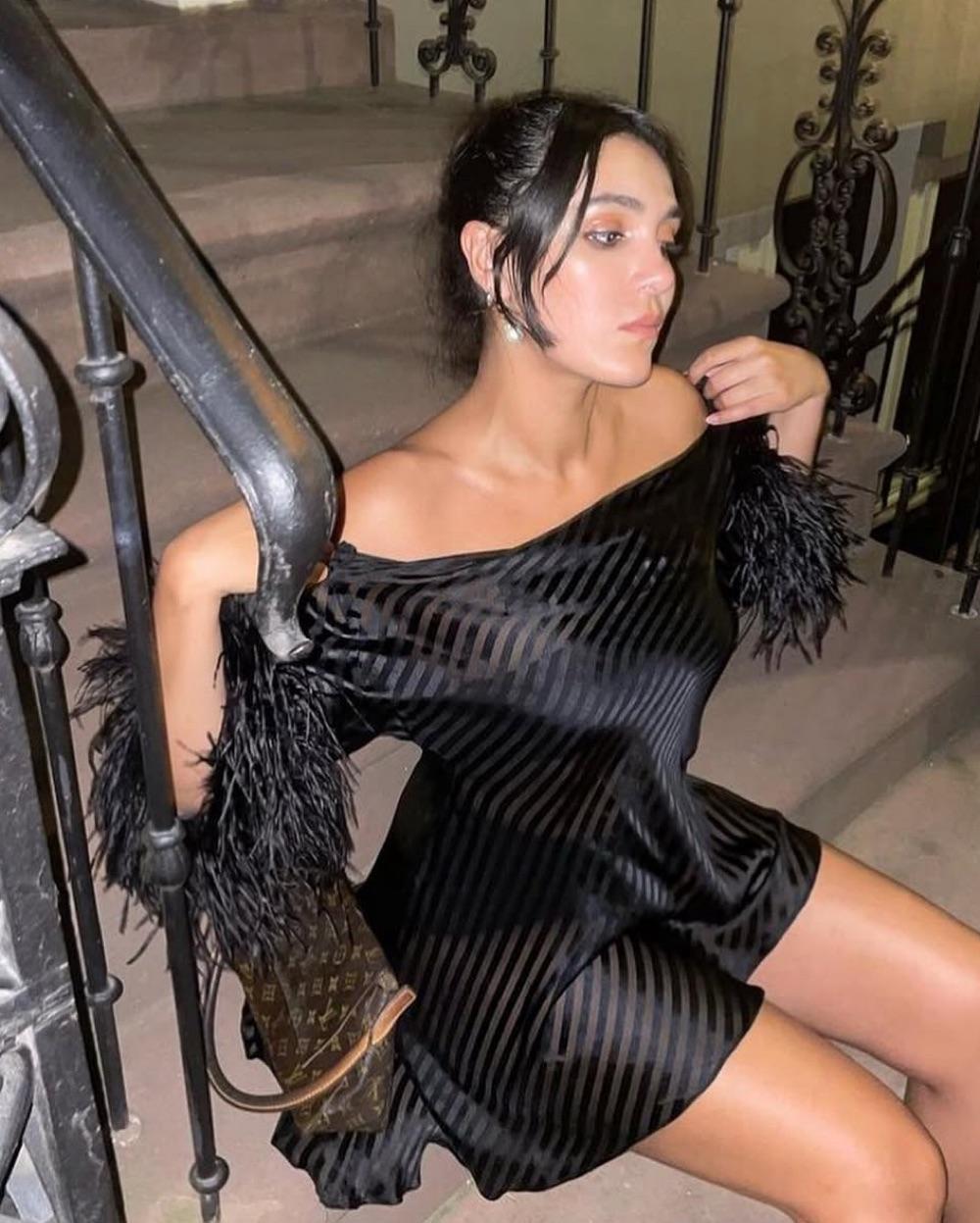 Dana Foley Feather Cowl Dress — photo 6 of 6