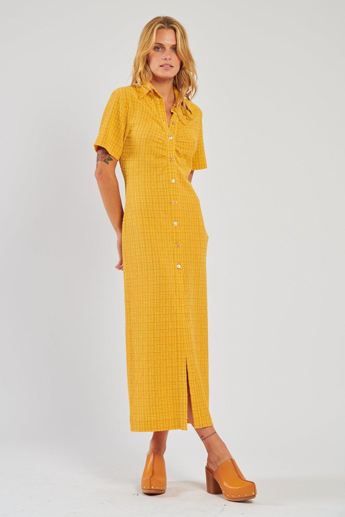 Nanushka | Sabri Yellow Button Up Dress