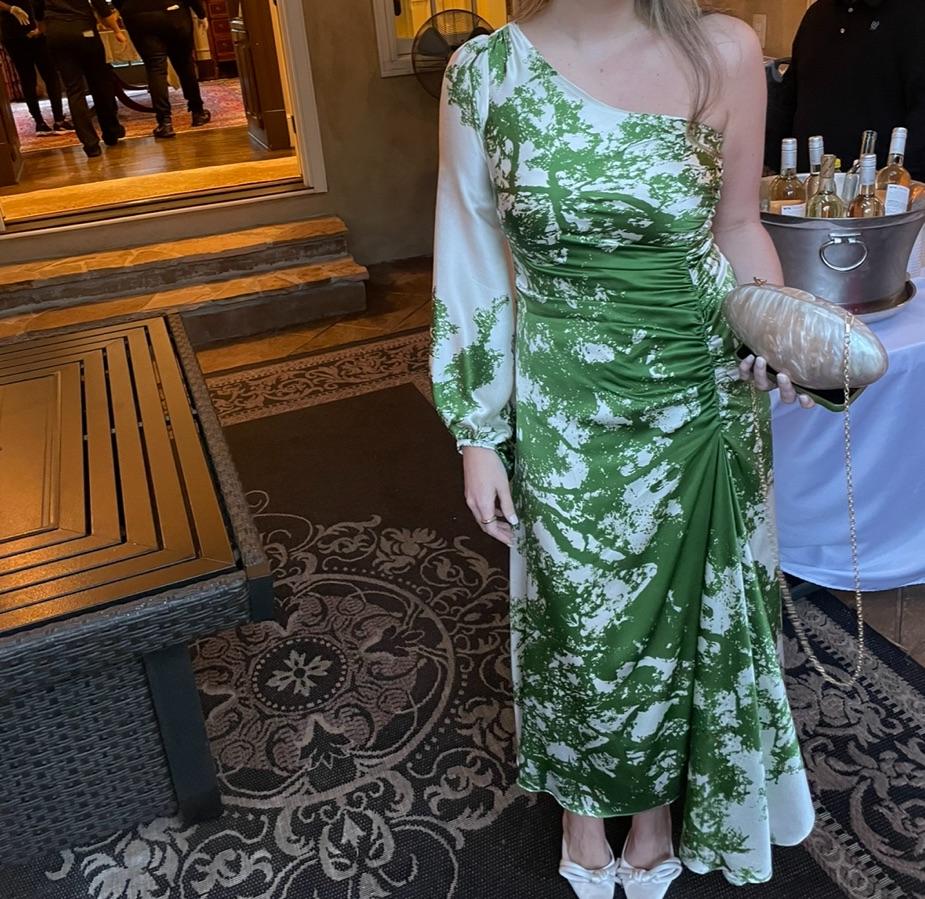 One Shoulder Silk Midi Gown