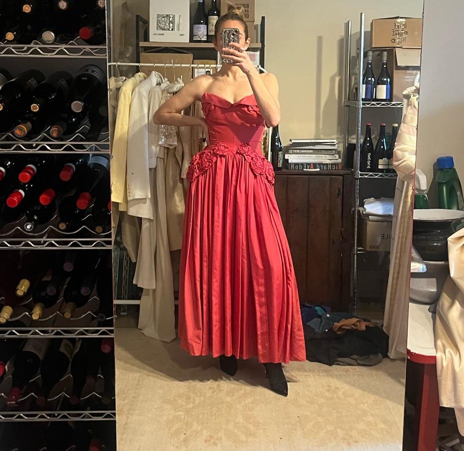 Vintage pink rosette gown — photo 4 of 5