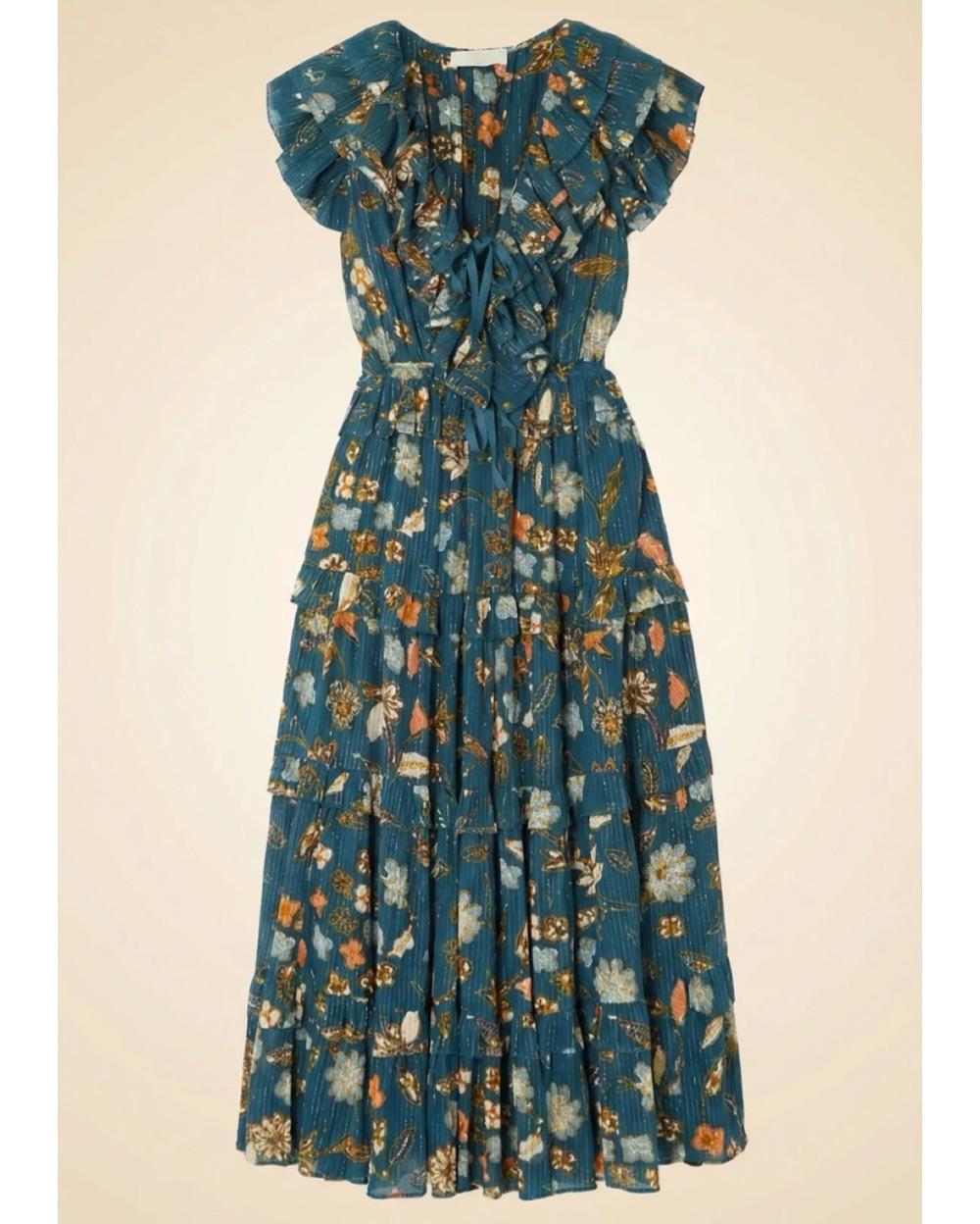 Ruffled Mettalic Floralprint