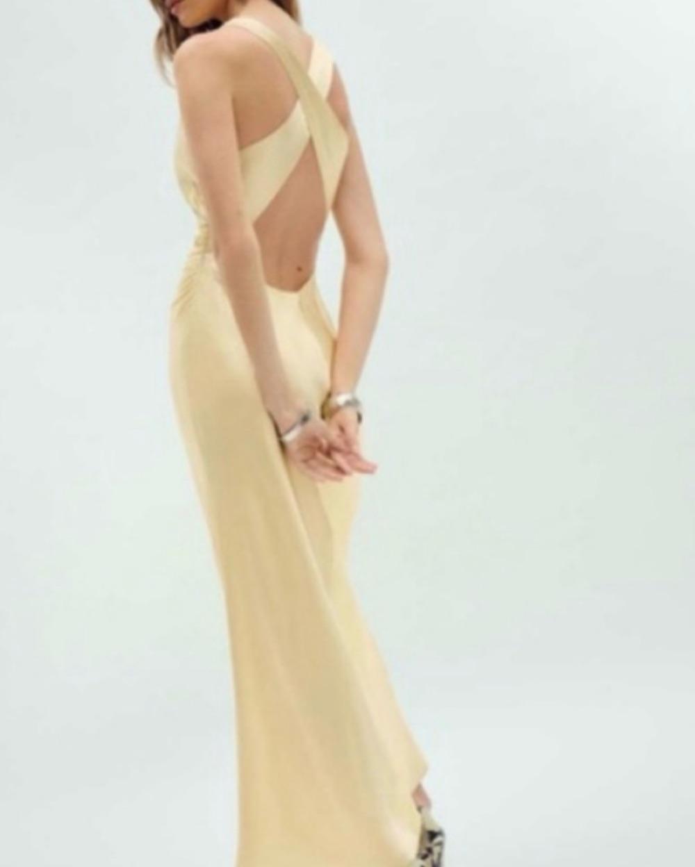 Casette silk maxi dress in blonde — photo 4 of 6