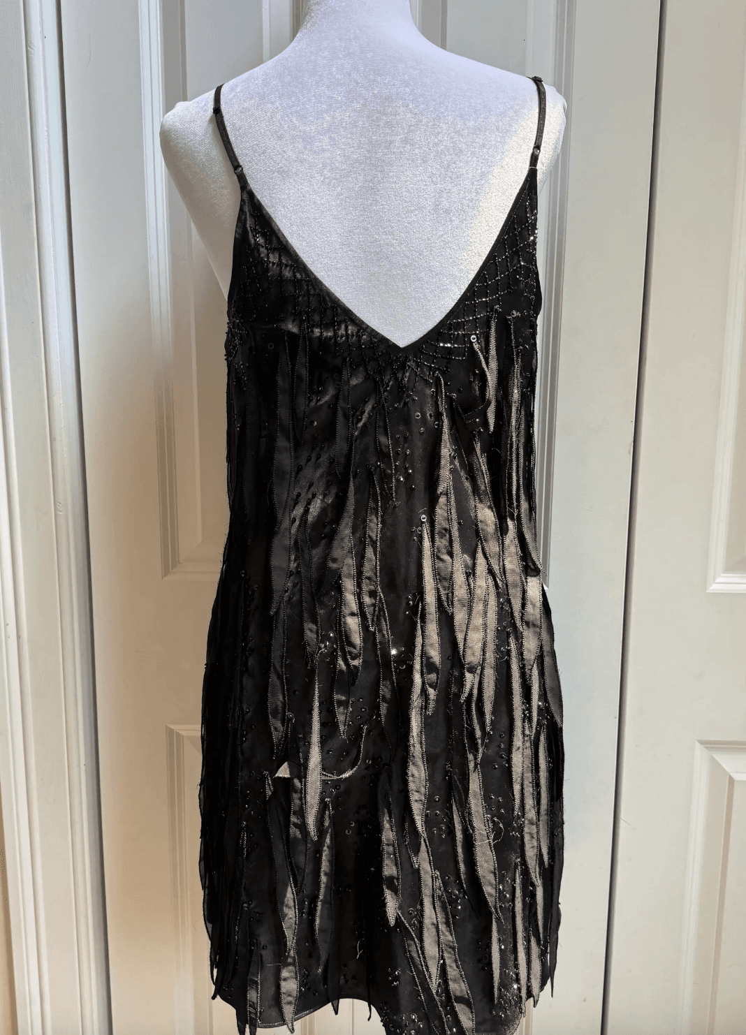 Vintage Guess Black Beaded Fringe Mini Dress — photo 2 of 2