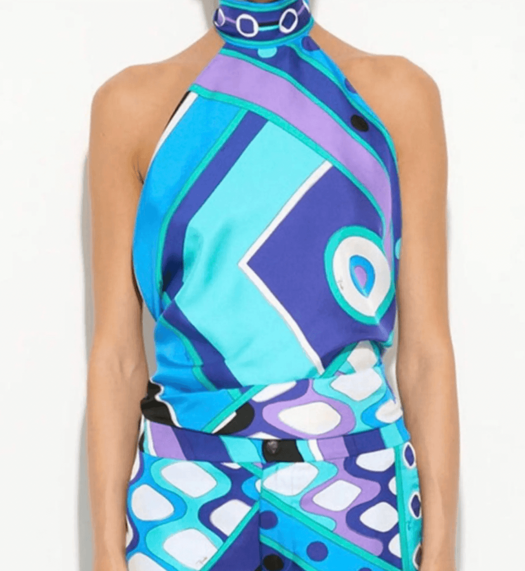 Pucci Blue halter neck silk top