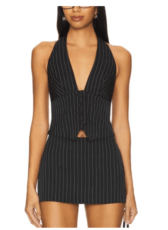 Black Pinstripe Matching Set