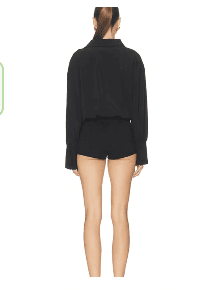Chic Black Romper with Draped Sleeves — photo 2 of 2
