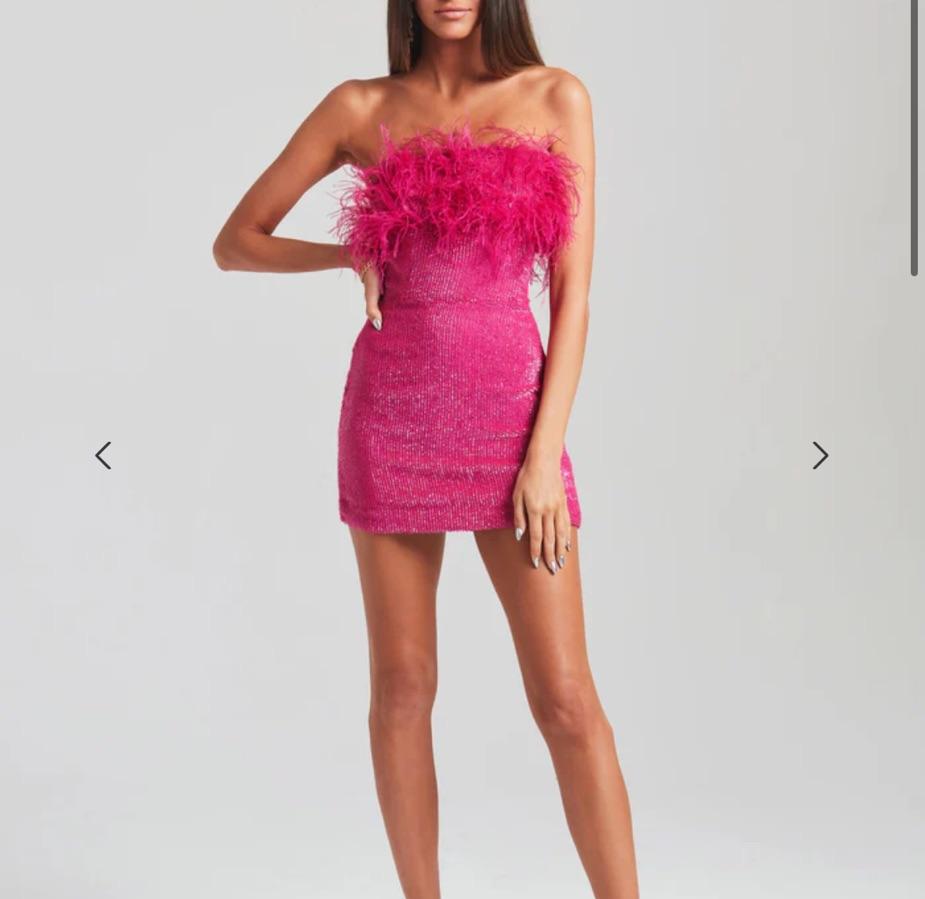 Pink Feather Sequin Mini Dress — photo 1 of 4