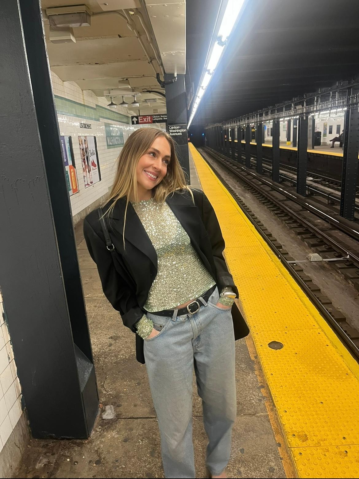 Siedres Green Sequin Top