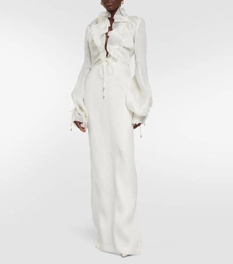 Elegant Ruffled White Dress — photo 2 of 3