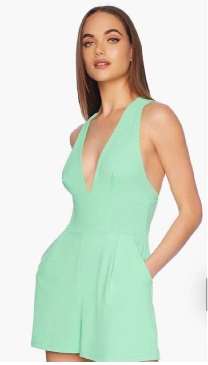 Susana Monaco Low-V Back, Green Romper