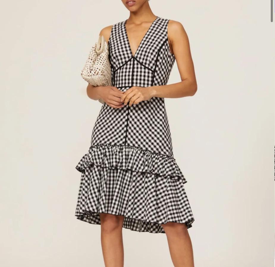 Gingham Ruffled Midi