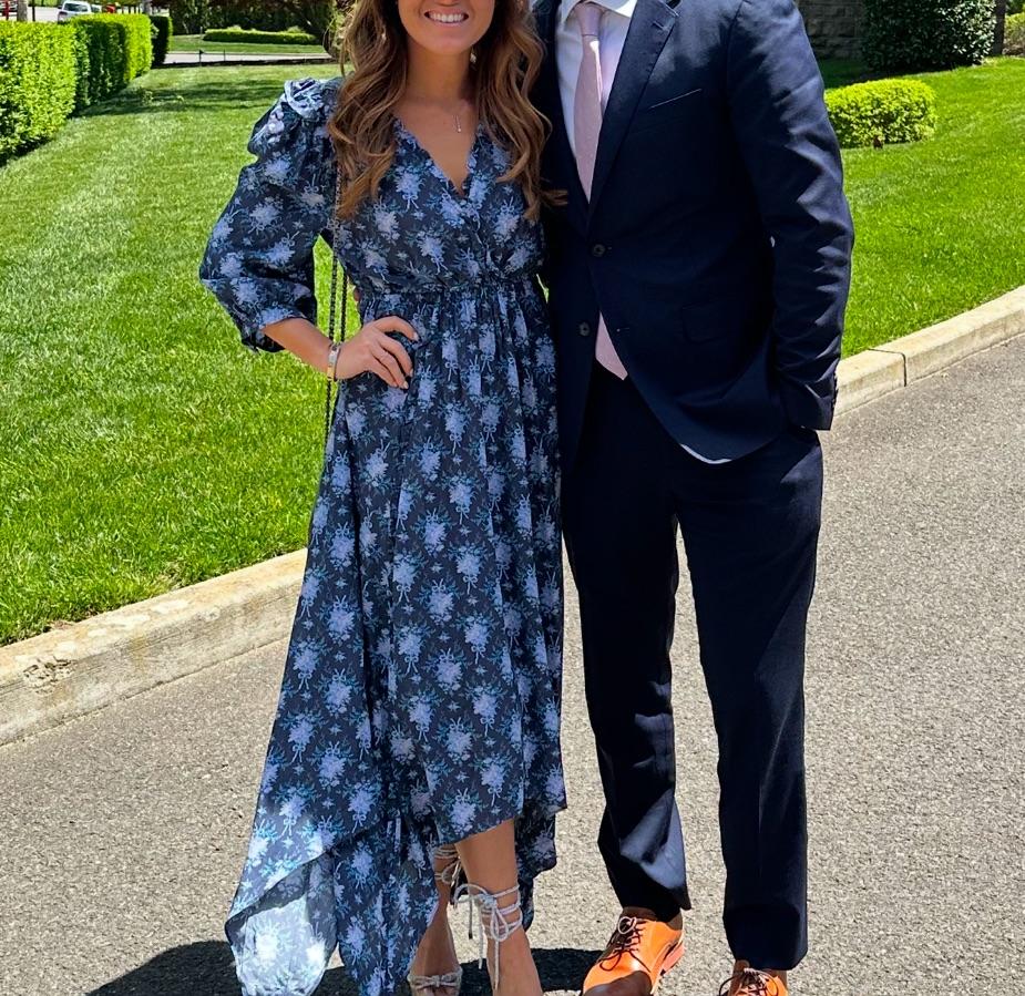 LoveShackFancy blue floral/bow patterned midi dress