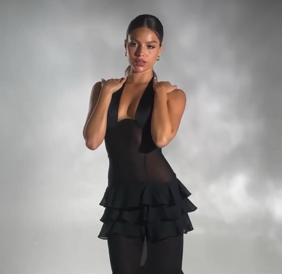 Black Sheer Ruffle Maxi — photo 2 of 3