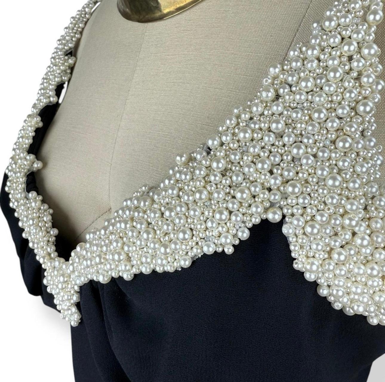 Vintage Black Dress with Pearl Detail — photo 3 of 5