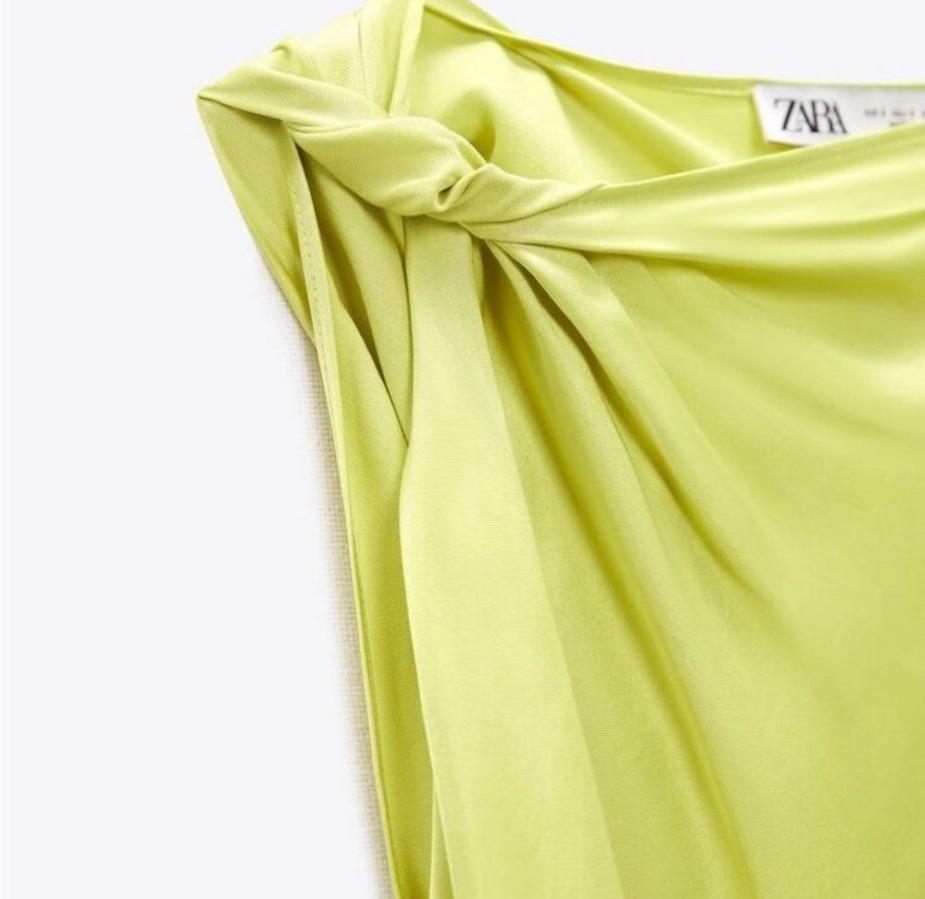 Chartreuse Silky Mini Dress — photo 2 of 5