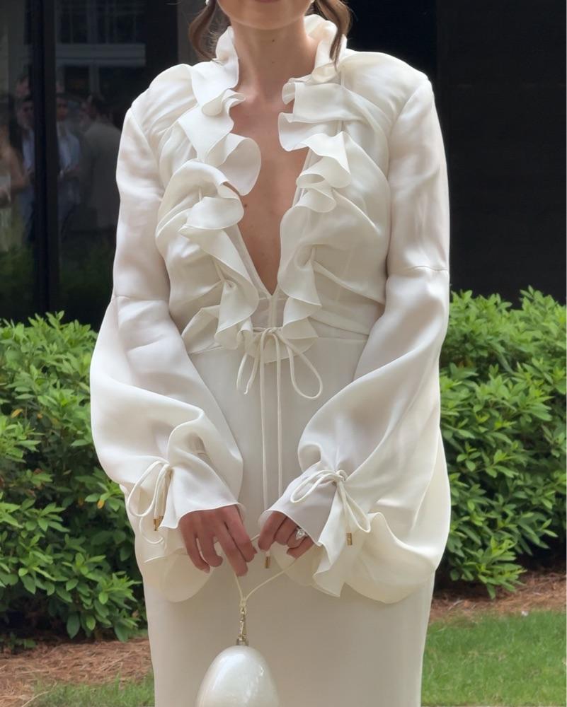 Elegant Ruffled White Dress — photo 1 of 3
