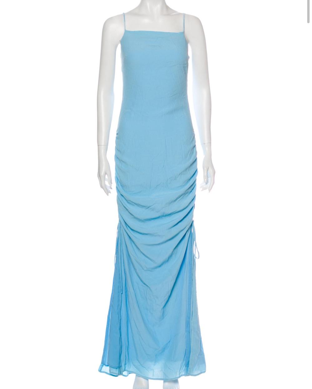 Blue Ruched Maxi Dress