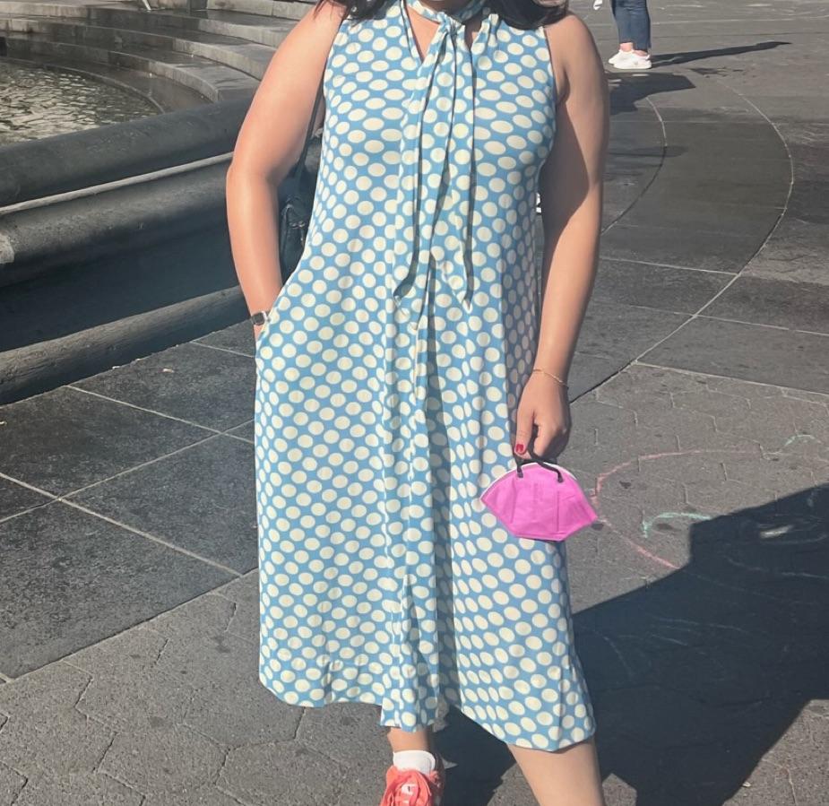 Vintage Blue Polka Dot Midi