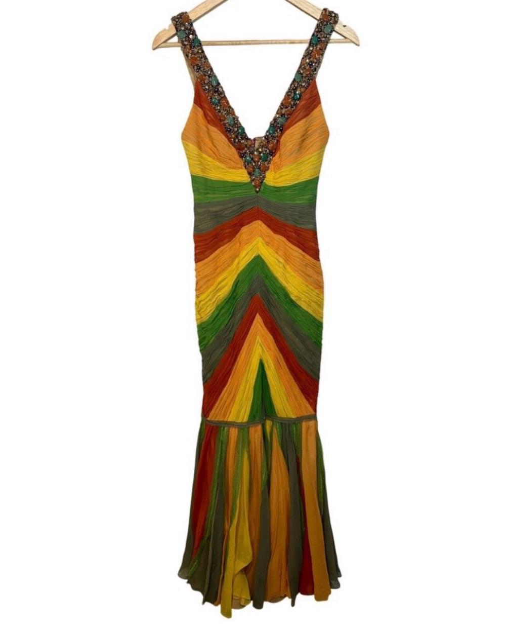 Vintage Mandalay Chevron Gown
