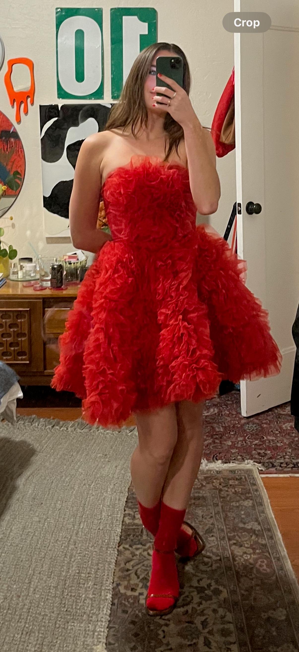 Marchesa Tulle Red Mini Dress — photo 2 of 3