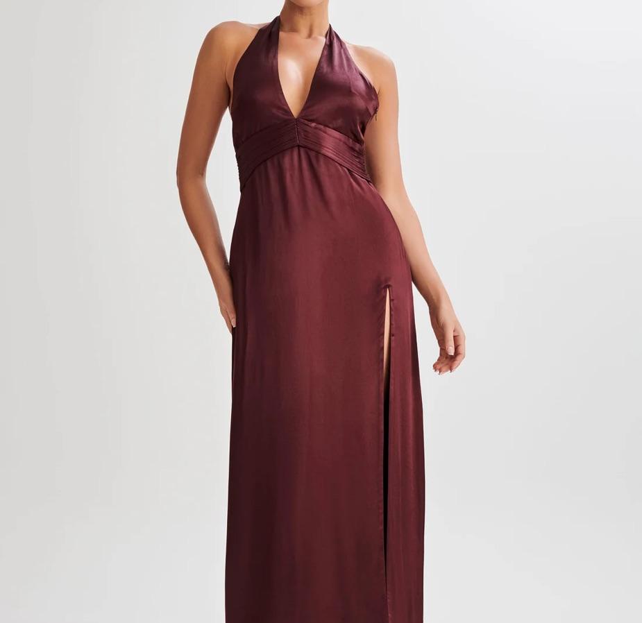 MESHKI Plum Halter Dress — photo 3 of 4