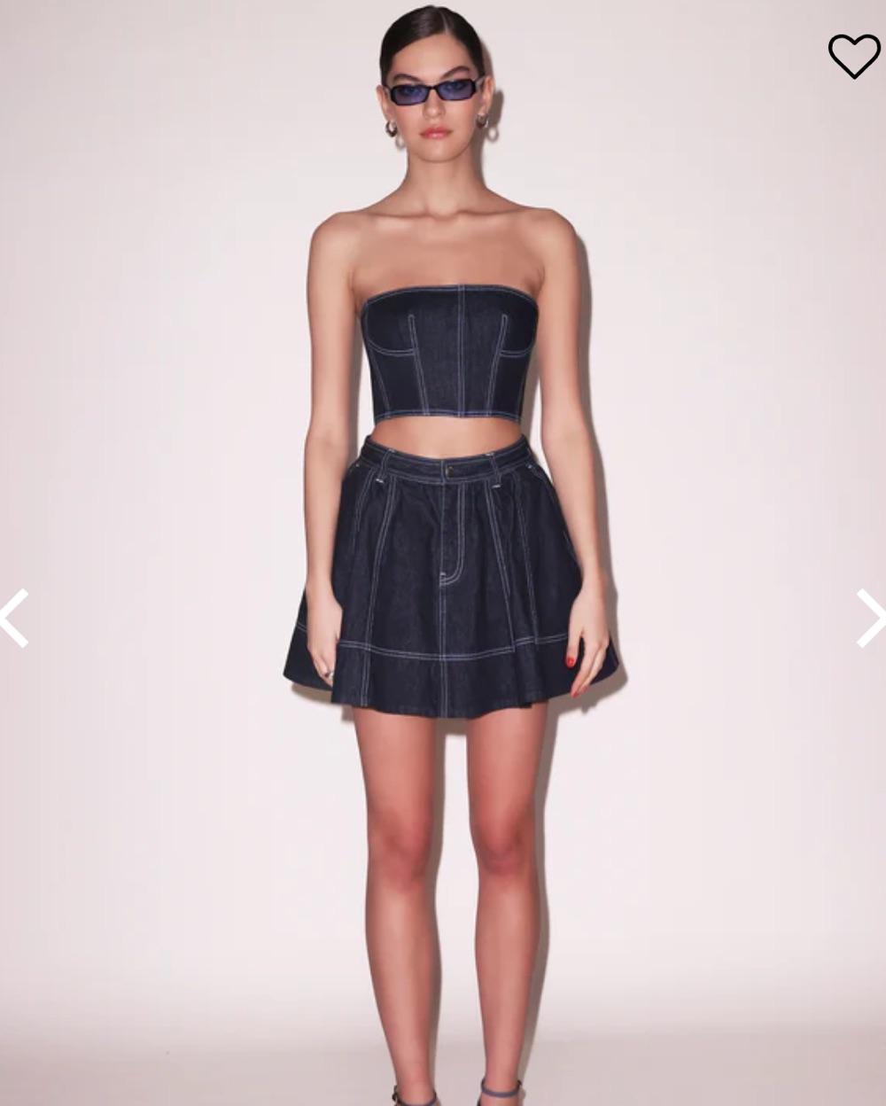 Denim Crop Bustier & Skirt Set