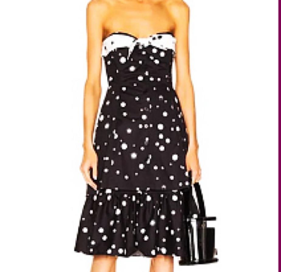 Polka Dot Strapless Midi Dress