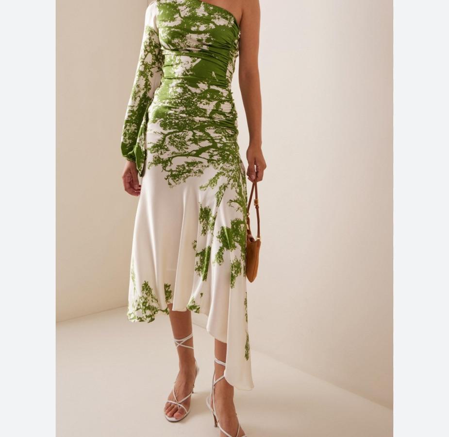 One Shoulder Silk Midi Gown — photo 4 of 4