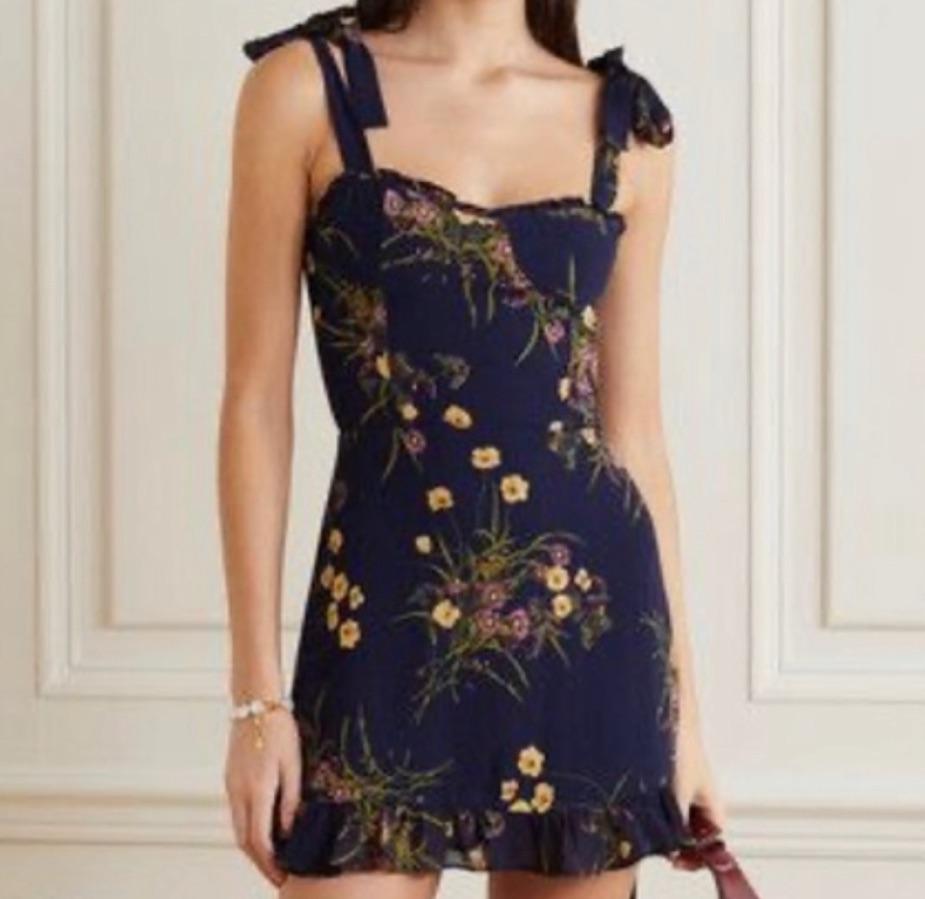 Reformation navy floral mini — photo 3 of 4