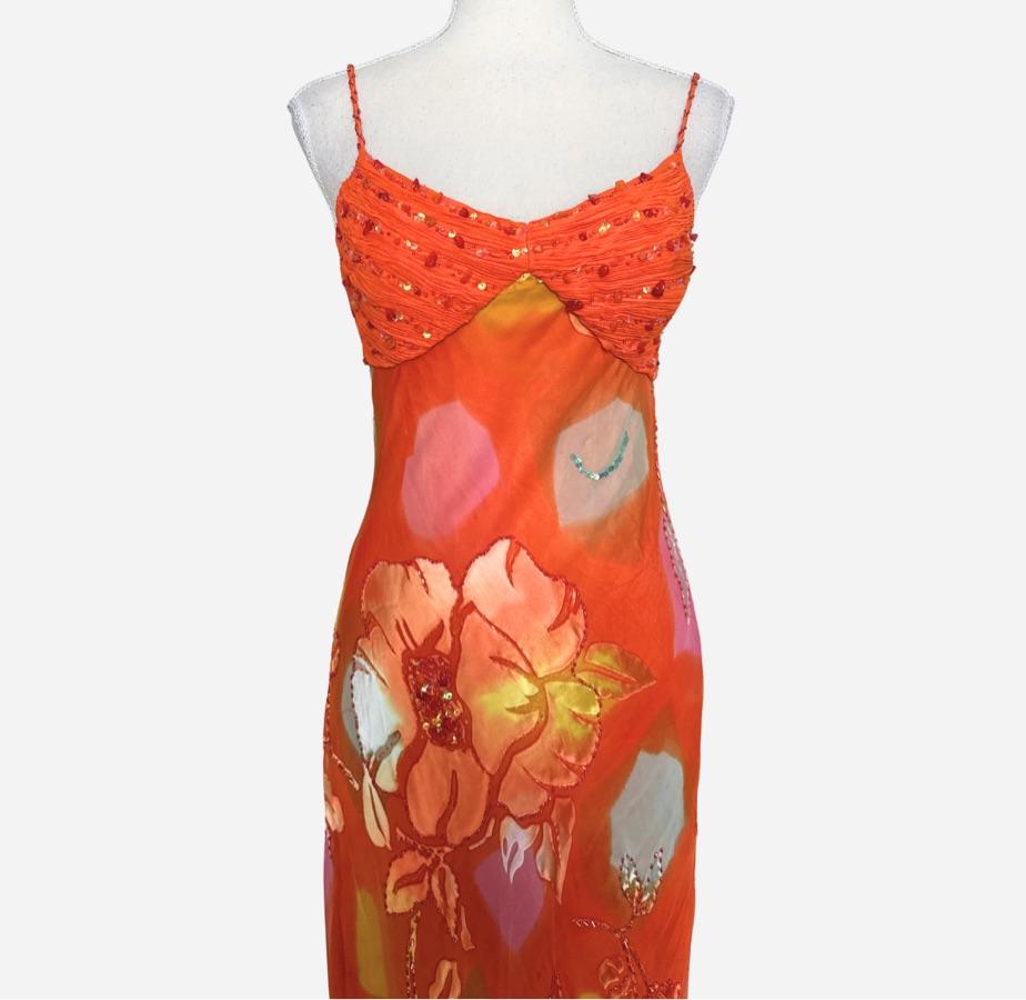 Vintage Orange Floral Dress — photo 3 of 4