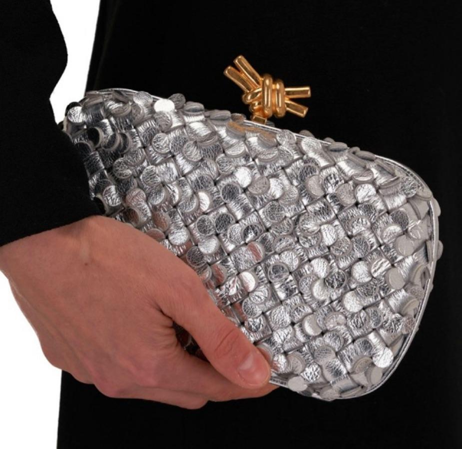 Bottega Silver Knot Clutch