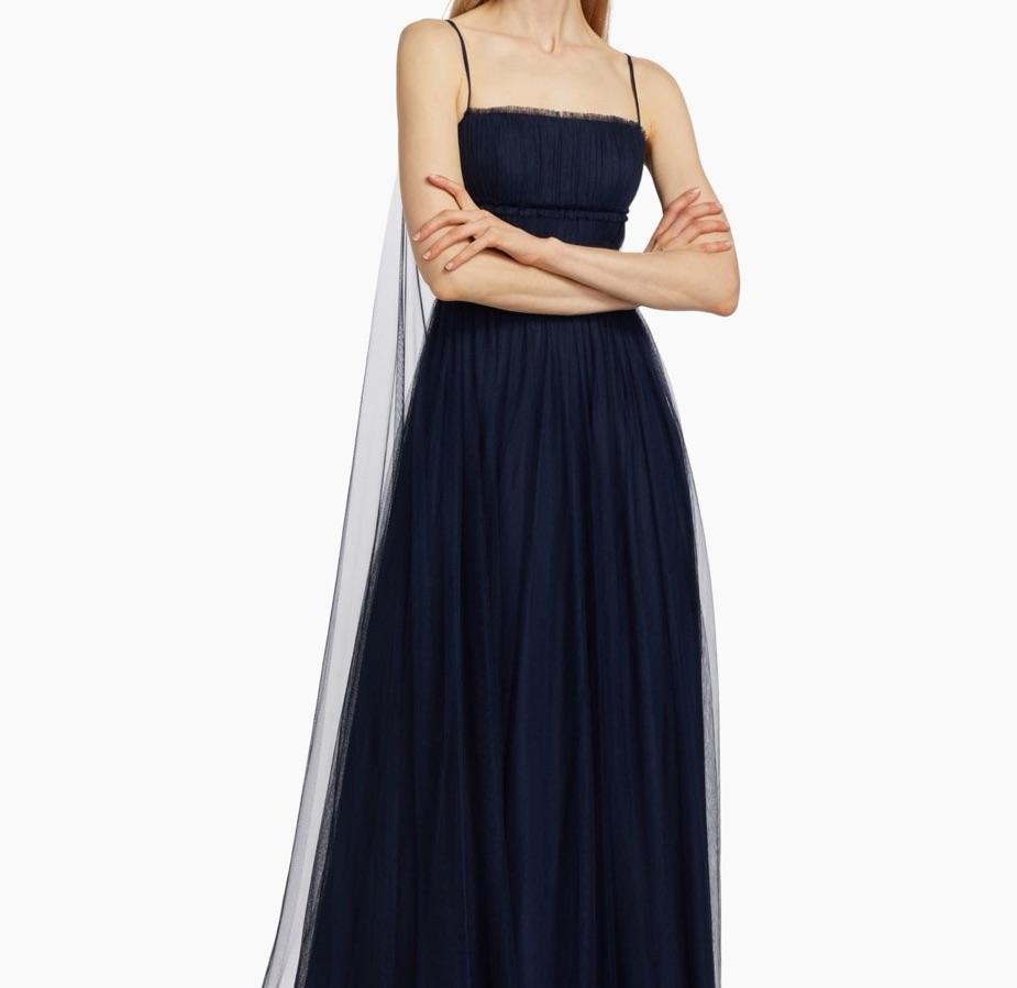 Navy Vera Wang Cape Gown — photo 3 of 4