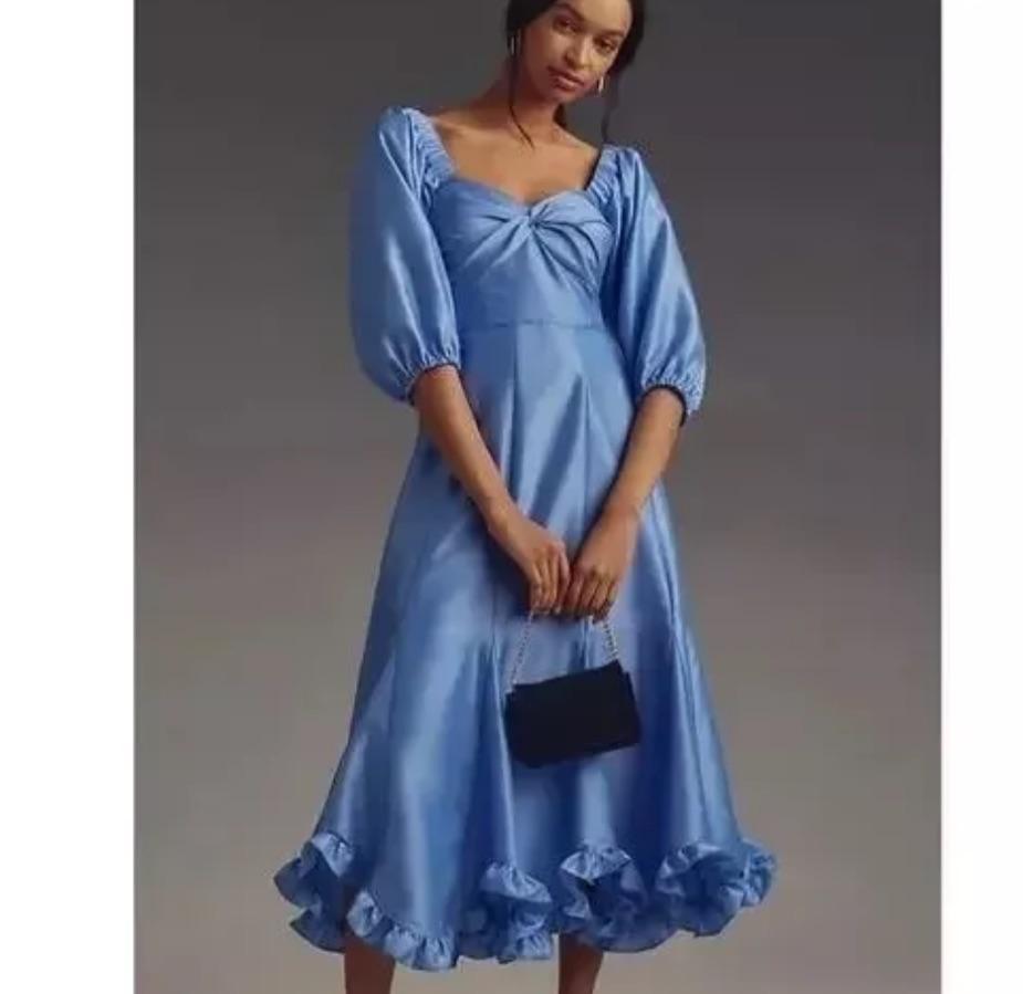 Hutch Twist Front Blue Midi