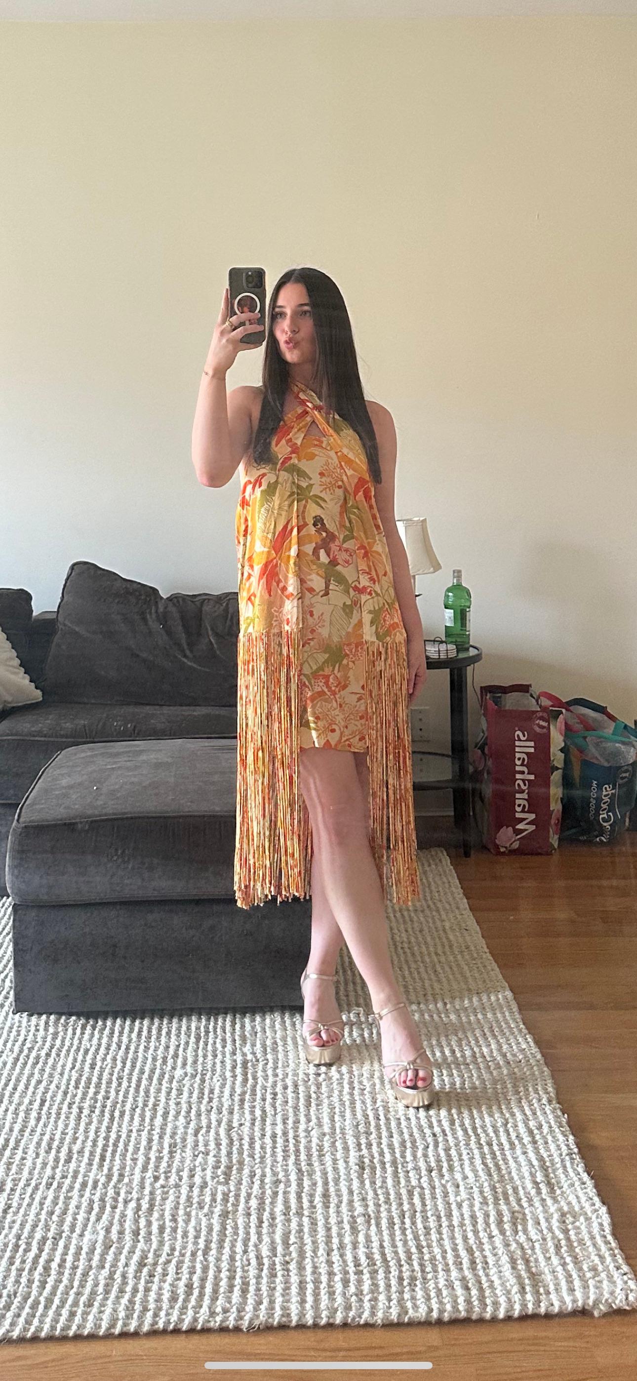 FARM Rio Fringe Halter Dress