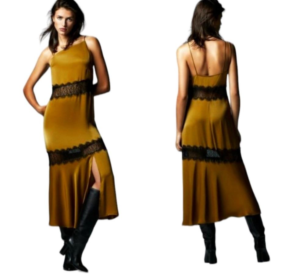 Zara Satin Lace Midi Dress