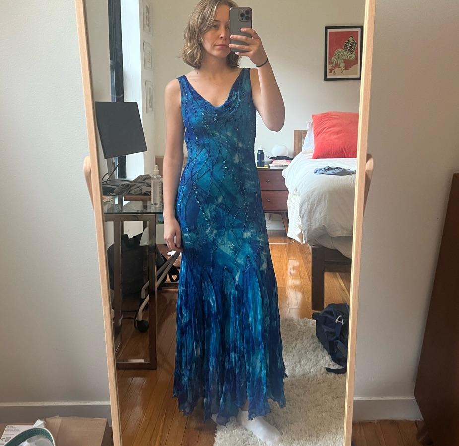 Vintage hand-beaded blue dress — photo 3 of 3